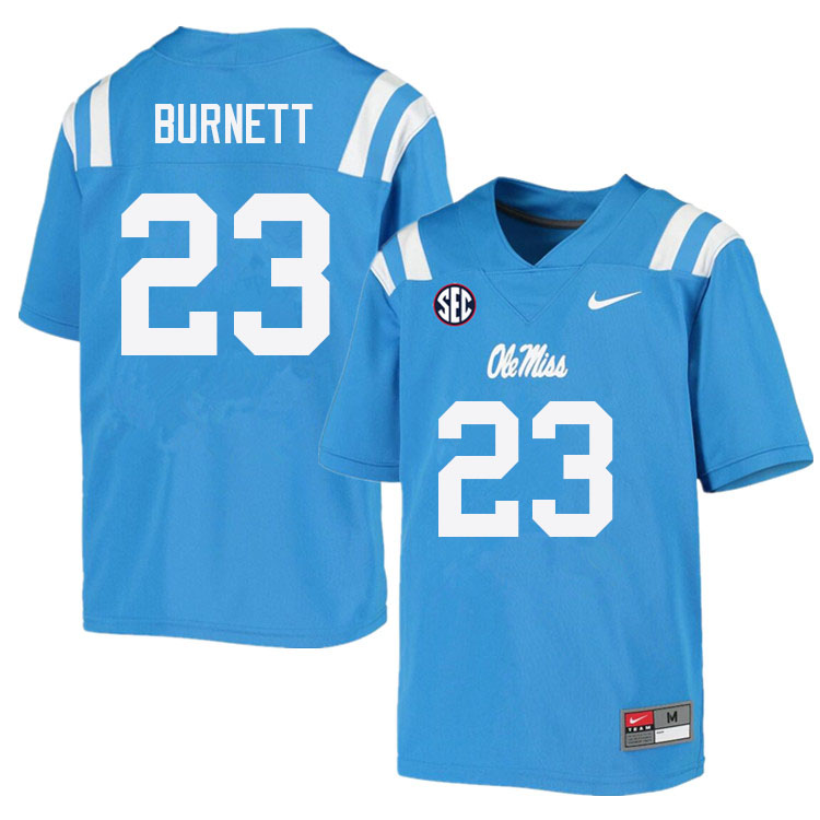 Drew Burnett Ole Miss Rebels NCAA Men's Powder Blue #23 Stitched Limited College Football Jersey CYN2558BT